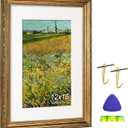 Antique Gold 12x16 Picture Frame, Ornate Embossing Frame with Paper Mat and Plexiglass, Fit for 12x16 without Mat or 8x12 with Mat, Wall Mounting Display for Art Prints, 1 Pack