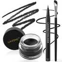 LAVONE Eyeliner Set - Waterproof Makeup Kit with Liquid Eye Liner Pencil, Gel Eyeliner and Angled Eye Liner Brush, Waterproof, Smudge Resistant, Long Lasting Formula - Black