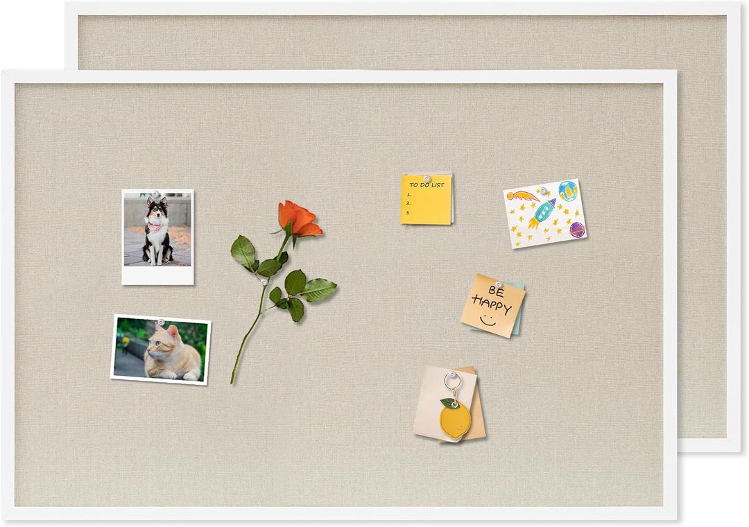 DAHAPYBOO Cork Board with Linen White 2Pack,Bulletin Board 36"x24" Hanging Corkboards for Office Home School Message Board or Vision Board Decoration.