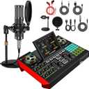 G10 DJ & Podcast Equipment Bundle, Audio Interface with Cardioid Designer P15 Mic for Gamer and All-in-One DJ Mixer, Perfect for Live Streaming, Singing, YouTube, Gaming