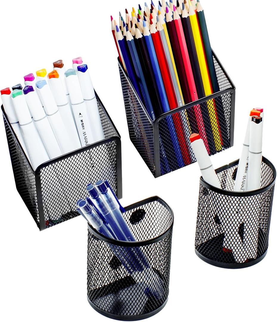 VICNOVA Magnetic Pen Holder, Stands for pens and pencils, Locker Organizer with Strong Magnets Metal Mesh Storage Magnetic Basket for Refrigerator Whiteboard Locker Accessories Classroom Must Haves