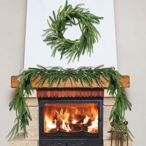 1 Pc 6 Ft Artificial Norfolk Pine Garlands, Christmas Garland,Real Touch Winter Pine Garland, Green Artificial Greenery Garland for Table for Christmas Winter Home Mantel Fireplace Holiday Party