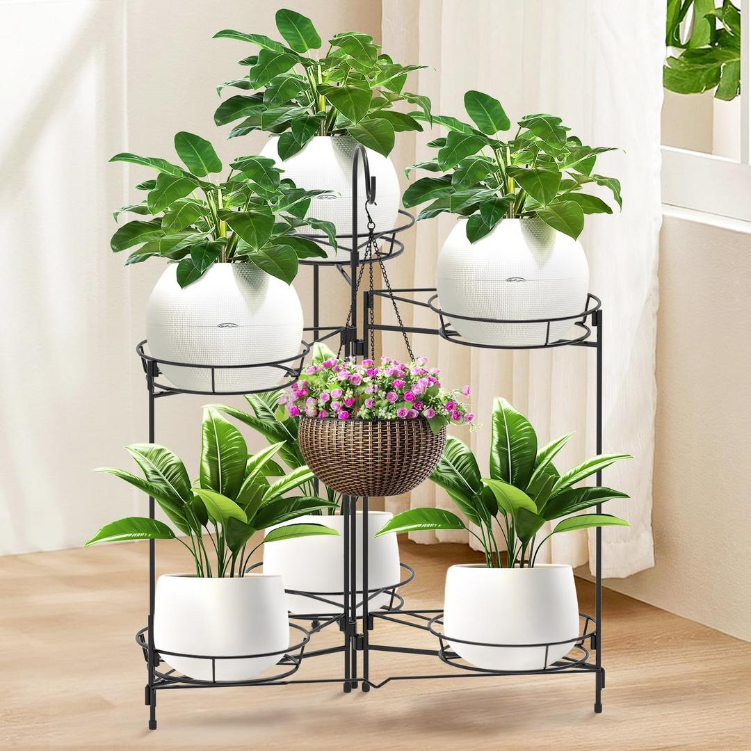 Heavy Duty Metal Plant Stand, Indoor Outdoor Plant Shelf & Rack - 6 Tiers 7 Pots, Plant Holder for Plants/Flowers/Planters, for Living Room Home Corner Patio & Garden