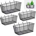 Sieral 4 Pcs Black Pegboard Baskets Metal Wire Shelf Baskets Peg Board Organizer Accessories Wall Mount Organizer Attachments for Garage Workbench Various Tool Accessories, 2 Sizes (Medium, Large)
