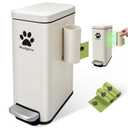 Dog Poop Trash Can Outside with Magnetic Bag Dispenser-Metal Dog Waste Container Odor Control- Rust Proof& Waterproof-Outdoor Waste Trash Can with Lid-Garbage Can&Foot Pedal-Pet Poop Bucket Soft Close