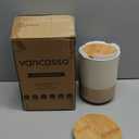 vancasso Sabine Ceramic Canister Set with Airtight Wood Lids - 3-Piece Kitchen Storage for Flour, Sugar, Coffee, Tea & Spices - Modern Countertop Decor