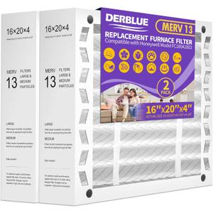 DerBlue 2PACK 16x20x4 MERV 13 Furnace Filter Replacement Compatible with Honeywell FC100A1003 Pleated HVAC,Foldable Design for Easy Installation & Space-Saving(Actual Size: 15.94 x 19.75 x 4.38 In)