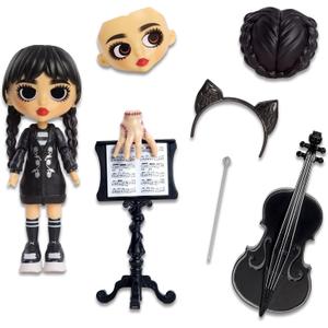 WEDNESDAY Deluxe 6-inch Articulated Figure, 11-Pieces, Interchangeable Face Plates and Fashion, Customizable Collectible Figurine, Kids Toys for Ages 3 Up by Just Play