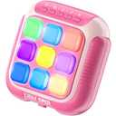 Hydrathy Tic Tac Toe Electronic Handheld Puzzle Game Console Fidget Toys w/ 7 Game Modes, Portable Fast and Fun Car Travel Press Games for Kids and Adults, Ideal Xmas Birthday Gifts for Ages 3+ (Pink)