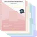 6 Tabs Binder Dividers with Pockets, Binder Dividers with Tabs for 3 Ring Binder Letter Size, Durable Plastic Binder Organizer, Vintage, 1 Set (Pink)