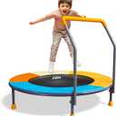 3FT Foldable Trampoline for Kids, 36” Mini Small Trampoline with Handle Bar Indoor Outdoor, Height-Adjustable & Max Load 100 LBS,Toddler Baby Jumping Mat, Fitness Recreational Trampoline Birthday