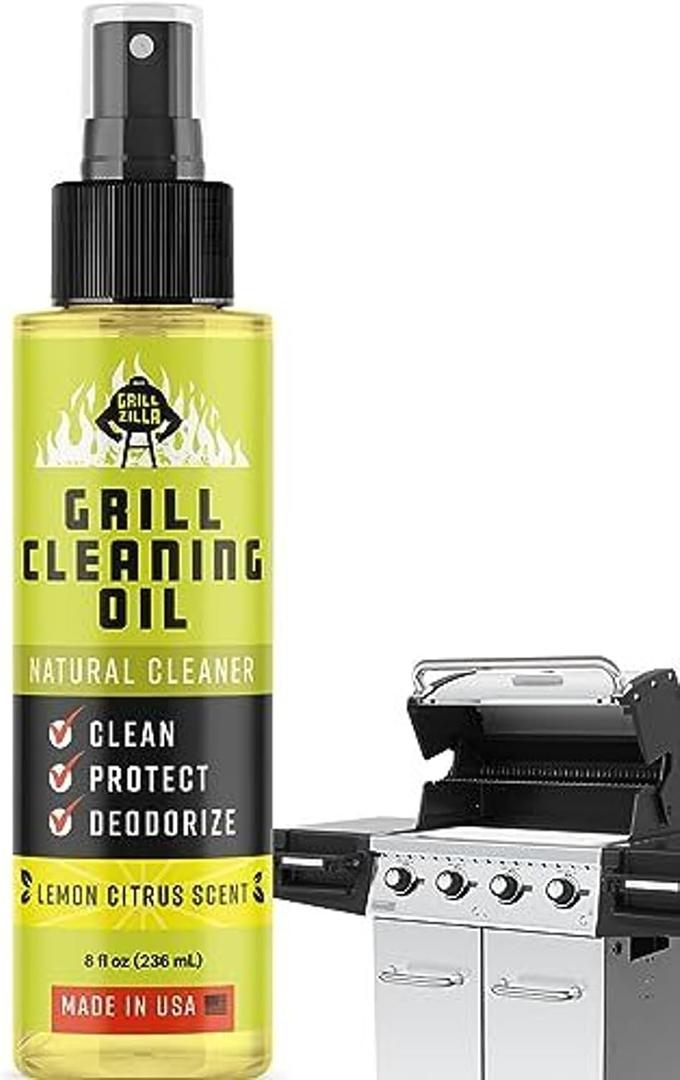 Grill Cleaning Oil Spray 8 oz - Non-Stick Natural Cleaner for Outdoor Barbecues, Grates, and Griddles - BBQ Accessories (Citrus Orange Scent)