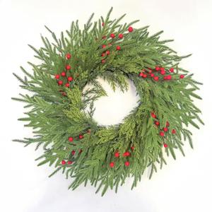 26 inch Large Norfolk Pine Christmas Wreaths for Front Door, Artificial Christmas Wreath with Red Berries for Outdoor Indoor Mantle, Wall, Window, Xmas Holiday Winter Decor