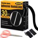Navona 30Ft x 1 Inch Hook and Loop Strips with Adhesive, Double Rolls of Heavy Duty Self Adhesive Tape with Backing, Nylon Self Adhesive Tape for Home Office School and Crafting,Black