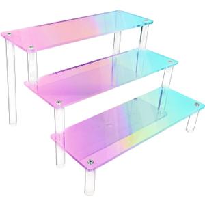 Acrylic Display Stand, 3 Tier Iridescent Display Risers for Funko POP Figures, 9" Cupcakes Stand, Perfume Organizer, Riser for Display, Dessert Stand, Ornament Display Stand