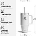 Hydro Flask 32 Oz Travel Tumbler with Handle, Lid and Straw - Insulated Stainless Steel in 32 Oz Oat Tan