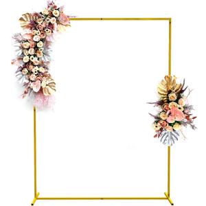 Balloon Arch Stand for Wedding Ceremony 5FT Metal Gold Garden Arch Arbor for Ceremony Birthday Party Celebration Baby Shower Candy Tables Anniversary Portable Photo Backdrop Stand