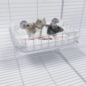 Rat Cage Platform, All-Metal Basket Chew-Proof Design, Chinchilla Toys and Cage Accessories Ledge Ramp fit Ferret, Guinea Pig, Sugar Glider (White)