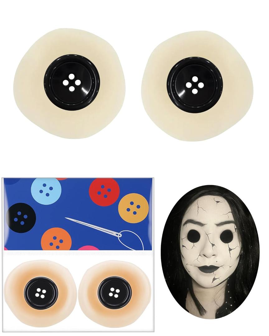 Libima 2 Set Halloween Black Button Eye Latex Prosthetic Costume Accessories for Halloween Cosplay Party