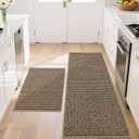 BEQHAUSE Kitchen Rugs and Mats 2PCS, Non-Slip Kitchen Mats for Floor, Absorbent and Stain Resistant Kitchen Runner, Machine Washable Rugs for Kitchen, Laundry & Sink, 20"x32"+20"x48", Taupe