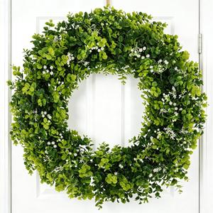 Foldable 32" Eucalyptus Wreath, Year-Round Artificial Greenery for Front Door, Wall & Outdoor Decor, Weather-Resistant Design for Farmhouse, Weddings & Holidays
