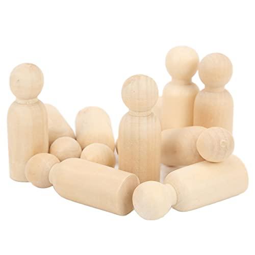Pssopp 25Pcs Wooden Peg Dolls, Unfinished Wooden Figures Set Schima Material, for Hand-Made, Ornaments, Crafting, Creative Expression
