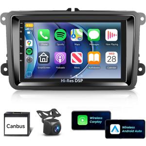 5GhzWiFi Radio for VW Volkswagen Seat Golf Passat Jetta Beetle 8Core 4G+64G DSP 32EQ Car Stereo with Wireless Carplay Android Auto 7'' 1280x720P IPS Touchscreen Stereo 5.0Bluetooth/RDS/FM/Camera