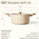 CAROTE 5 Qt Nonstick Stock Pot with Lid Soup Pot, Ceramic 5 Quart Casserole with Lid, Easy to Clean Non Stick Cooking Pot Cookware PFOA Free, Ceramic Oatmeal