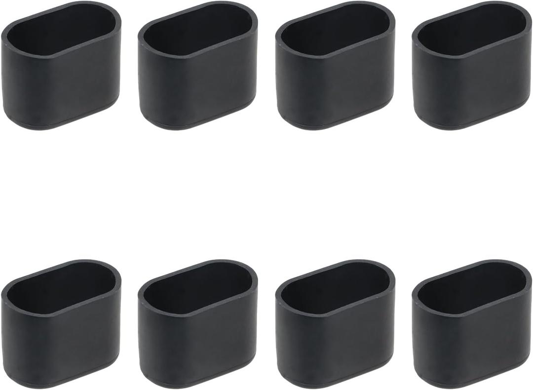 Geesatis 8 Pack Black Oval Chair Leg Caps,1.6 x 0.7 Inch PVC Furniture Pads,Non-Slip Floor Protectors for Tables,Chairs,Furniture - Scratch Proof Floor Guards