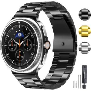 Compatible for Samsung Galaxy Watch 8 40mm 44mm/Galaxy 8 Classic 46mm Bands,No Gap One Click Rugged Stainless Steel Replacement Strap Metal Bands for Men Women (Black) Compatible for Samsung Galaxy Watch 8 40mm 44mm/Galaxy 8 Classic 46mm Bands,No Gap One Click Rugged Stainless Steel Replacement Strap Metal Bands for Men Women (Black)