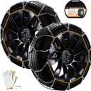 DEDC Tire Chains Snow Chains for SUV Car Sedan Light Truck 1 Min Quick Fit Easy Chainsaw Reusable Universal Emergency Traction Chain Tire Width 235 245 255 265 275 285 - Set of 2 MS1619