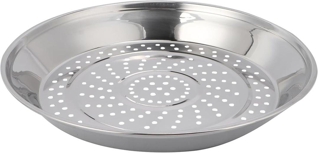 Cabilock Steaming Dish with Holes Stainless Steel Steamer Rack for Wok 12.20 inch Food Steaming Tray Steam Plate for Fish Veggies Dumplings Tamales Crab Boiled Eggs 1 Plate