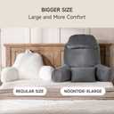 NOONTIDE Reading Pillow for Sitting up in Bed and Couch, 32" X-Large Back Pillow for Adult & Teens with Soft Adjustable Neck Roll Backrest Pillow,Washable Cover,Watching TV/Gaming/Relaxing(Darkgrey)