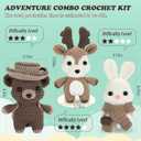 DoodleTwyst Amigurumi Crochet Kit  DIY Crochet Kit with Yarn & Tools  Fun Crochet Kits for Adults to Make Bear, Bunny & Reindeer Stuffed Animals