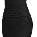 Missufeintl Women's Bodycon Ruched Short Sleeve T Shirt Midi Sundress Fitted Casual Dress (Black, S)