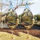 2PCS Wind Spinner 3D Stainless Steel Metal Sculptures Decorations, Water Droplets Wind Sculptures & Spinners, Outdoor Hanging Garden Decoration, Bird Devices Deterrent for Outside to Scare Birds Away