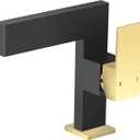 Black Gold Bathroom Sink Faucet Ultra Thin Design,Single Handle Vanity Faucet for Bathroom Sink,1 Hole Lavatory Basin Faucets Solid Brass(Gold-Black)