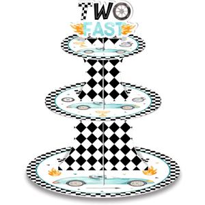 2 x Utolily 3 Tier Two Fast Birthday Cupcake Stand Party Decorations Floral Princess Cupcake Holder Pink Castle Crown Carriage Dessert Tower for Girls Birthday Princess Theme Baby Shower Party Supplies