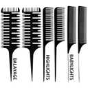 Highlight Comb Set, 6 Piece Set, Weaving, Sectioning, Styling, and Hair Dyeing Combs Professional Weaving Styling for Foiling and Balayage Coloring(Assorted Style)