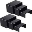 Chuangdi 2 Sets Acrylic Display Risers, Product Stand, Jewelry Display Riser Shelf Showcase Fixtures for Dessert Cupcake Candy Figure Treat Action Showcase(Black,Small Set)
