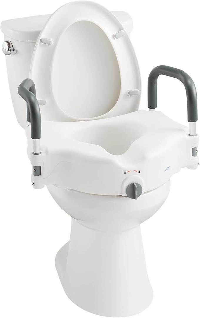 5" Toilet Seat Riser Supports 300lbs Raised Toilet Seat with Removable Padded Arms for Seniors, Pregnant, Handicap(AMZ-N1FYT14)