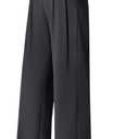 G4Free ShiftReady Women's Wide Leg Dress Yoga Pants with Pockets Two Front Pleated Casual Slack High Waist Work Trousers (Medium, Black)