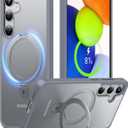 TORRAS Magnetic Ostand for Samsung Galaxy S24 Case [Compatible with MagSafe] [Military Grade Drop Tested] [Ring Holder] [Build in Kickstand] Matte Translucent Slim Back Soft Edge with Stand, Gray