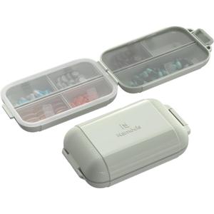 Portable Pill Organizer, Pill Box with 7 Compartments, Small Pill Case for Travel, Daily Medicine Pill Organizer with Air-Tight Lid (Green)