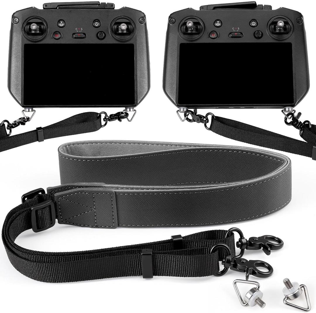 FMOST Drone Neck Strap for DJI RC 2, RC Pro 2, Mavic 4 Pro Controller, PU Leather Lanyard Compatible with DJI Flip, Mini 4 Pro, Mini 3, Air 3S, Mavic 3, Foldable Screw, Tool Free Install (Black)
