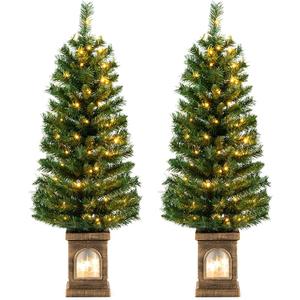 Goplus 4ft Pre-Lit Christmas Tree for Entrances, Set of 2 Artificial Potted Xmas Tree with 100 LED Lights, Timer, 3 Lighting Modes, 160 Branch Tips, Antique Urn Base, Porch Holiday Decor Goplus 4ft Pre-Lit Christmas Tree for Entrances, Set of 2 Artificial Potted Xmas Tree with 100 LED Lights, Timer, 3 Lighting Modes, 160 Branch Tips, Antique Urn Base, Porch Holiday Decor