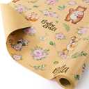 6 x WERNNSAI Baby Girl Kraft Wrapping Paper Roll - 1 Roll 17 x 33 ft Baby Shower Wrapping Paper for Girls Kids Birthday Gift Wrap Supply Woodland Animals Design New Born Party Favor