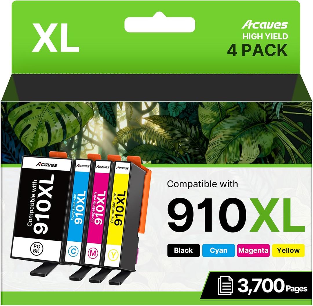 910XL Ink Cartridges for HP Printers Compatible with HP 910 Ink Cartridges Combo Pack 910 XL Ink 910XL Black and Color Combo Pack Use with OfficeJet 8020 8025 8035 Printers (4 Pack)