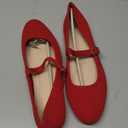 Obtaom Mary Jane Flat Shoes Round Toe Ballet Flats for Women Dressy Fabric Business Flats Comfortable Classic Strap Flats for Office Size 8