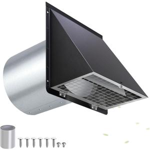 3 Inch Dryer Vent Cover Outside,Hooded Wall Vent with Screen and Damper,3" Exterior Vent Cover Dryer Exhaust Vent Cover,Metal Dryer Vent Hood Cap for Outdoor Dryer Duct/Range Hood/AC Air Vent-Black